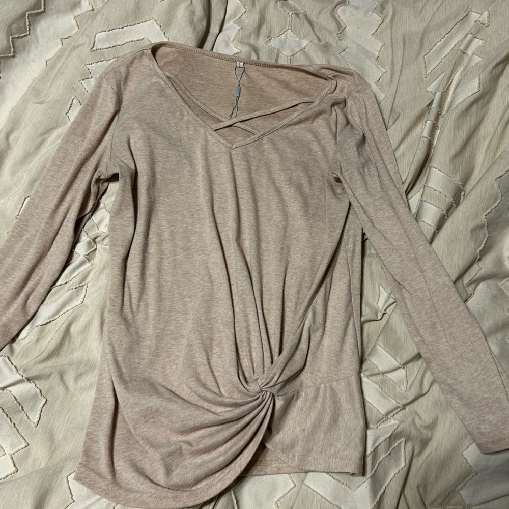 Tan V-Neck Top